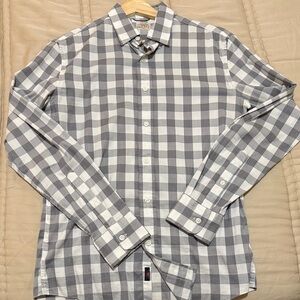 Faherty Gray and White Checkered Button-Down Shirt